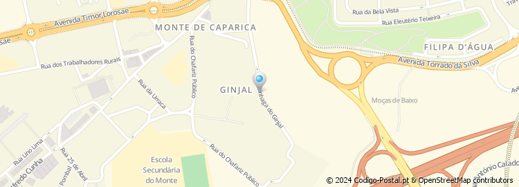 Mapa de Rua B à Azinhaga do Ginjal