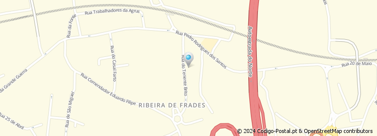 Mapa de 1º Páteo á Rua Padre Nogueira Roque