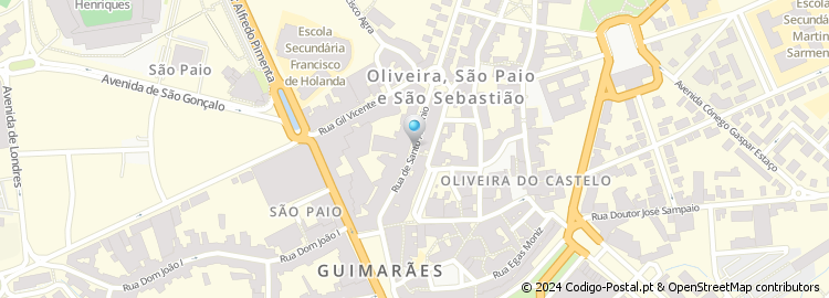 Mapa de Travessa B à Rua António Costa Guimarães